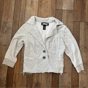 3/4 Sleeve Light Gray Cardigan with distressing, L